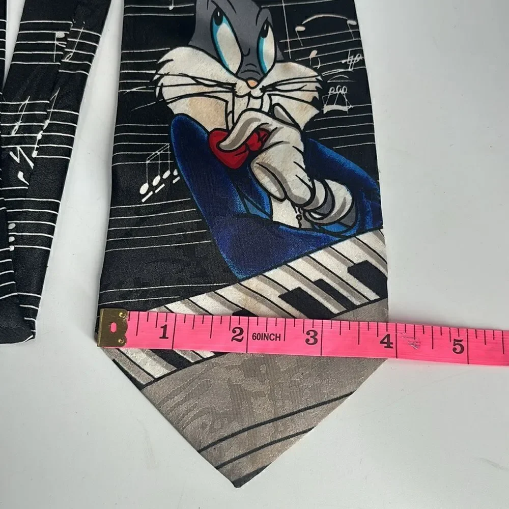 Vintage Looney Tunes Tie Bugs Bunny with Music Notes and Keyboard